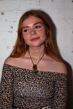 Load image into Gallery viewer, dark green and gold sea glass pendant